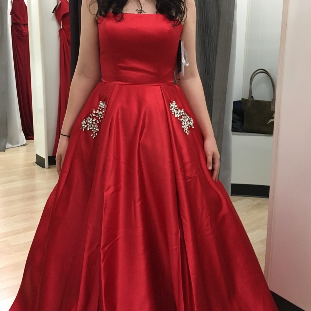 Red ball gown